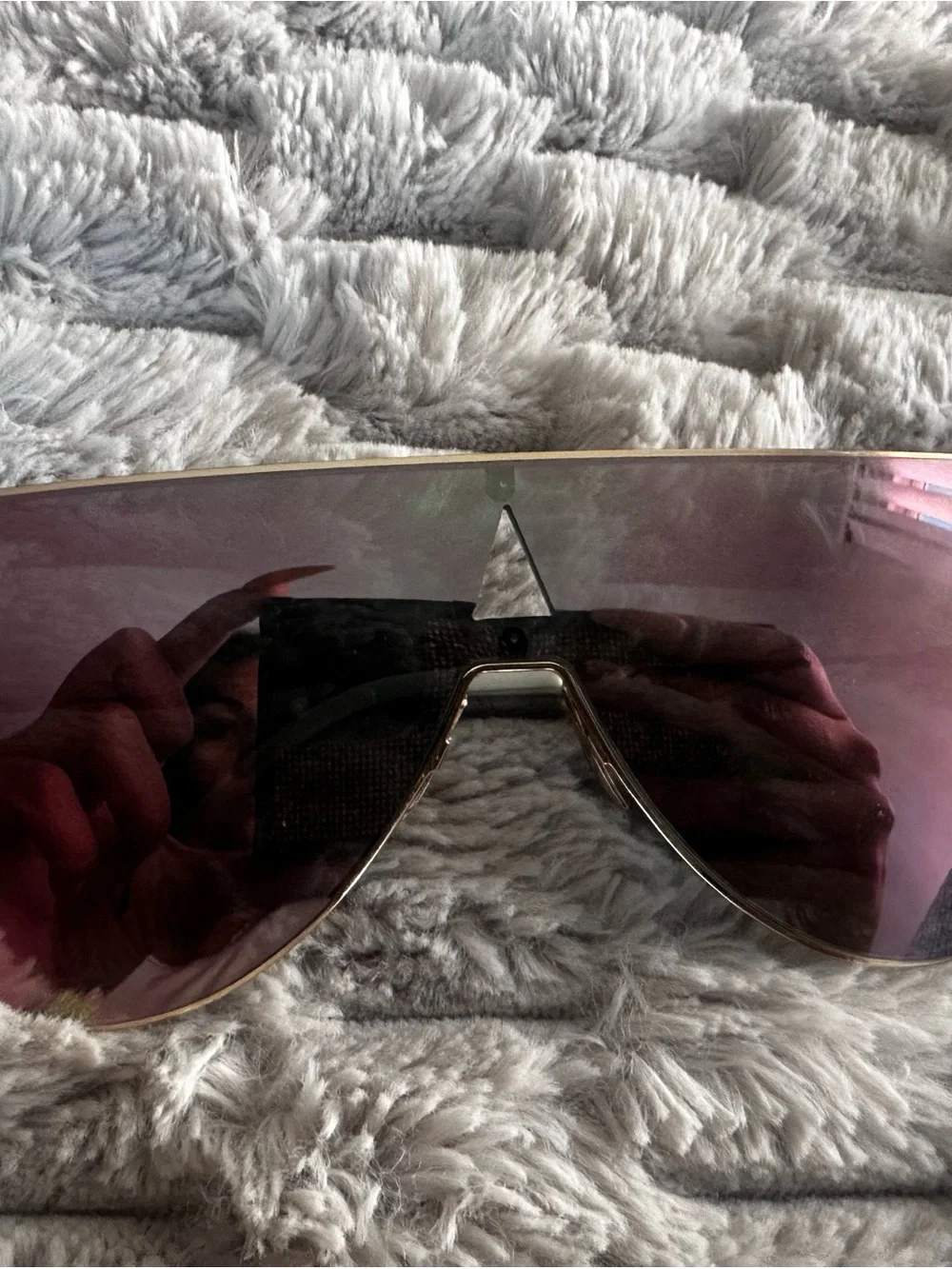 Fendi Gold Frame Pink mirror Lens Sunglasses